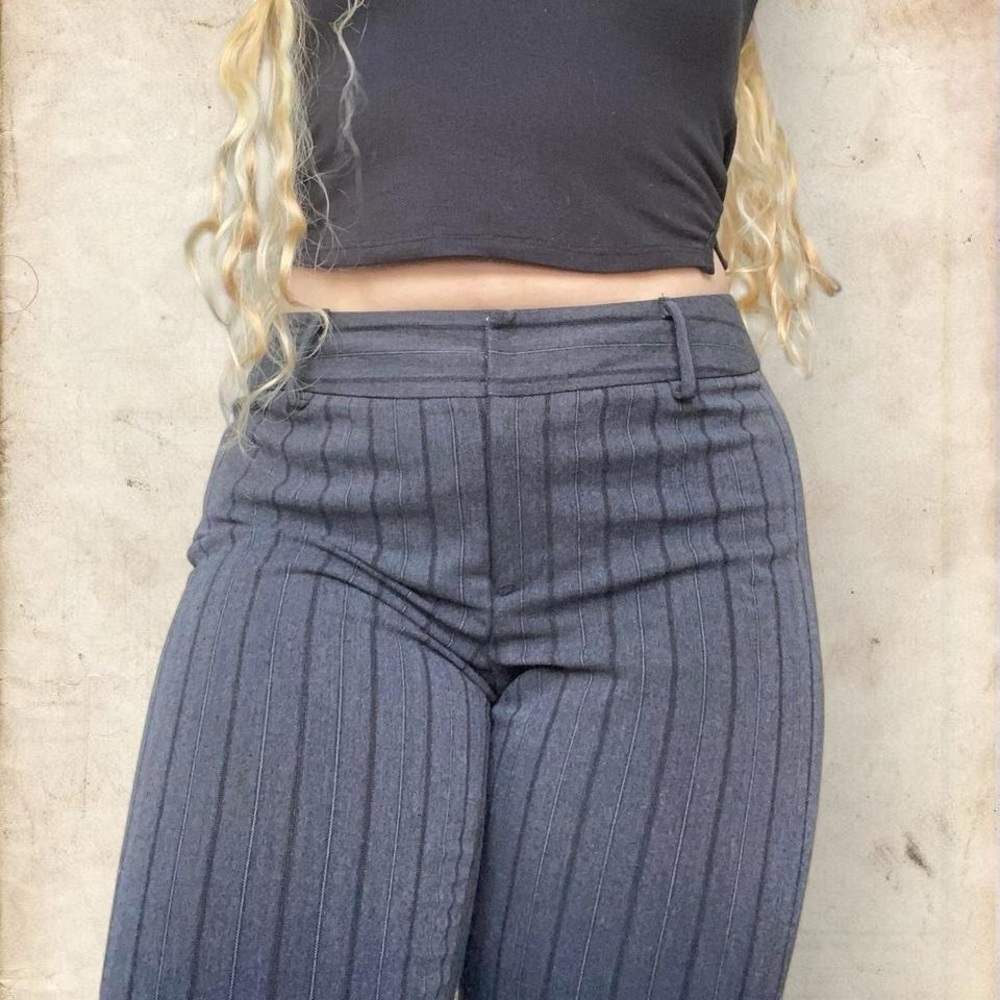 Alfani Charcoal Pinstripe Trousers - Picture 6 of 8
